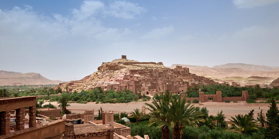View of Ait Ben Haddou Kasbah and the surrounding buildings, Morocco